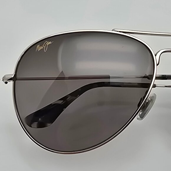 Maui Jim MJ-264-17 Mavericks Silver Titanium Polarized Grey Aviator Sunglasses - Picture 14 of 14